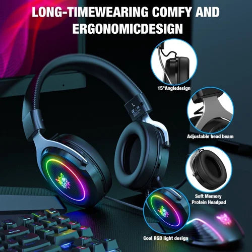 Audífonos Gamer Onikuma X10 RGB (3,5 mm + USB LED)