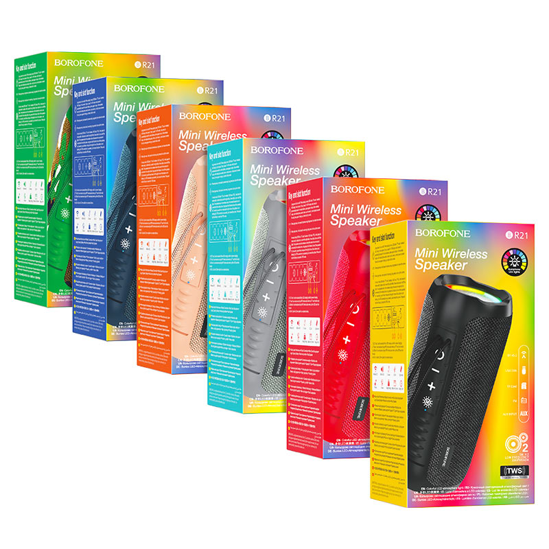 Parlante BR21 2×5 W (Bluetooth + LED)