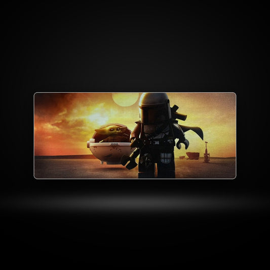 Mousepad gamer 70x30 cm Star Wars Mandalorian y Grogu, código P04